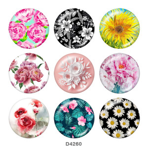 20MM  flower Print glass snaps buttons
