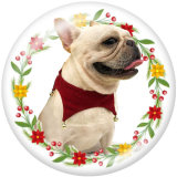 20MM  Christmas  Cat  Dog  Print glass  snaps  buttons