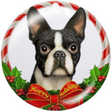 20MM  Christmas  Dog  Print glass  snaps  buttons