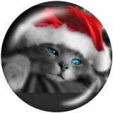 20MM  Christmas  Cat   Print glass  snaps  buttons
