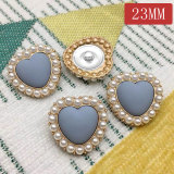 23MM metal love heart pearl peach heart gold plated snap charms fit 20mm snap jewelry