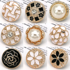 21MM  Resin, Drop oil pearl rhinestones  snap charms fit 20mm snap jewelry