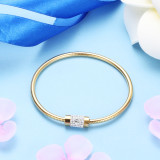 Stainless steel lady's snake chain bracelet, exquisite diamond-studded magnet clasp bracelet