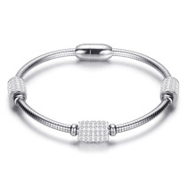 Stainless steel wire rope magnetic buckle diamond bracelet