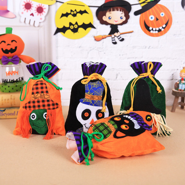 27*15CM Halloween decoration candy bag velvet gift bag children's ghost festival portable pumpkin witch bag party holiday supplies
