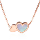 Double love stainless steel plating rose gold color gold clavicle shell necklace    necklace for women