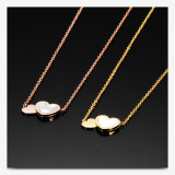Double love stainless steel plating rose gold color gold clavicle shell necklace    necklace for women