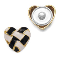 25MM love metal Black and white enamel gold plated snap charms fit 20mm snap jewelry