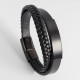 21CM Stainless Steel Leather Woven Bracelet Handmade Multilayer Leather Bracelet Jewelry