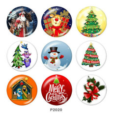 20MM  Christmas  Deer   Snowman   Print  glass snaps buttons