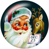 20MM Christmas  Deer  Santa Claus  Print  glass snaps buttons