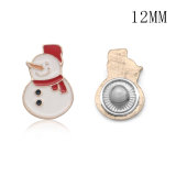 12MM Christmas design metal silver plated snap charms Multicolor