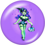 20MM  Halloween Cartoon girl  Print glass snaps buttons
