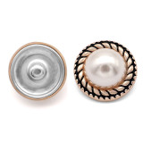 20MM High quality metal pearl rhinestones gold plated snap charms fit 20mm snap jewelry