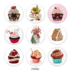 20MM  Christmas  Dessert   Print  glass snaps buttons