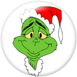 20MM Christmas Green The grinch Print  glass snaps buttons