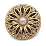 20MM High quality metal pearl rhinestones gold plated snap charms fit 20mm snap jewelry