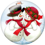 20MM  Christmas  Snowman  Deer  Print  glass snaps buttons