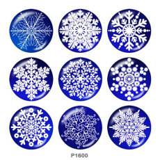 20MM  Christmas  snowflake  Print glass snaps buttons