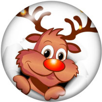20MM  Christmas  Santa Claus  Deer  Print  glass snaps buttons