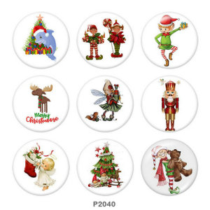 20MM  Christmas  Elves   Deer   Print  glass snaps buttons