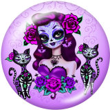 20MM  Halloween Cartoon girl  Print glass snaps buttons