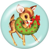 20MM  Christmas  Santa Claus  Deer  Print glass snaps buttons