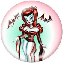 20MM  Halloween Cartoon girl  Print glass snaps buttons