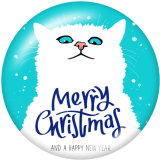 20MM Christmas  Snowman  Cat  Print  glass snaps buttons