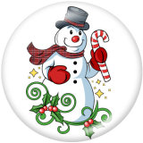20MM  Christmas  Snowman  Print  glass snaps buttons