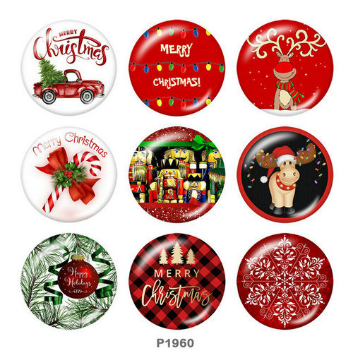 20MM  Christmas  Deer  Car  Print  glass snaps buttons