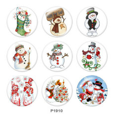 20MM  Christmas  Snowman  Print  glass snaps buttons