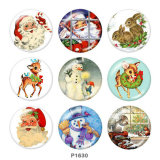 20MM  Christmas  Santa Claus  Deer  Print glass snaps buttons