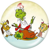20MM Christmas Green The grinch Print  glass snaps buttons