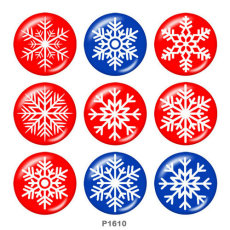 20MM  Christmas  snowflake  Print glass snaps buttons