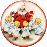 20MM  Christmas  Snowman   Santa Claus   Print  glass snaps buttons