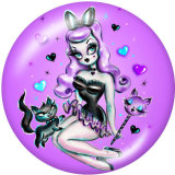 20MM  Halloween Cartoon girl  Print glass snaps buttons