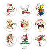 20MM Christmas  Snowman   Print  glass snaps buttons