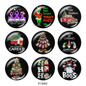 20MM  Christmas  Car  Print  glass snaps buttons