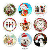 20MM  Christmas  Cat  Horse  Print  glass snaps buttons