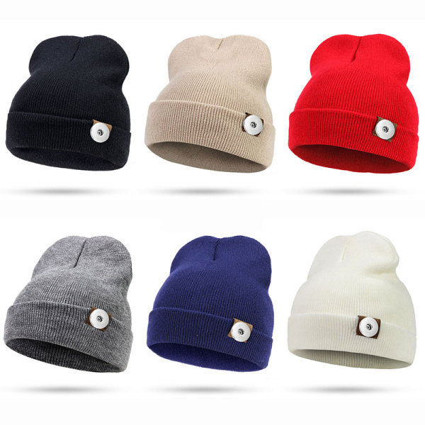 New style hood, autumn and winter knitted hat, men's and women's woolen hat fit 18mm snap button jewelry