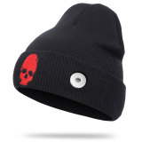 Halloween new autumn and winter skull embroidery knitted hat woolen hat fit 18mm snap button jewelry