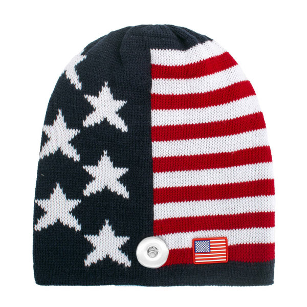 Autumn/Winter American flag caps Knitted woolen caps fit 18mm snap button jewelry