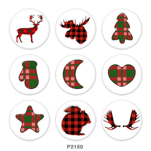 20MM  Christmas  Deer  Print  glass snaps buttons