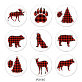20MM  Christmas  Wolf  pig  Print  glass snaps buttons