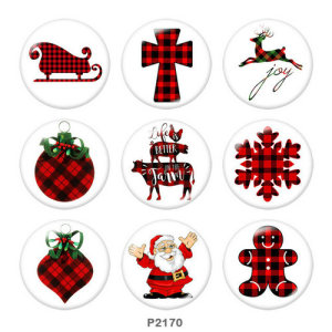 20MM  Christmas  Cross  Print  glass snaps buttons