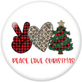 20MM  Christmas   love  Print  glass snaps buttons