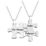 Necklace men and women stainless steel lovers puzzle jewelry Valentine's day gift lettering necklace chain 50CM