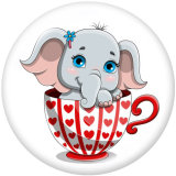 20MM Cartoon  Elephant  Print   glass  snaps buttons