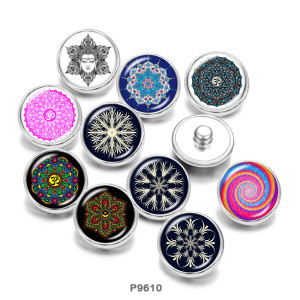 20MM  mandala Flower yoga Faith  Print   glass  snaps buttons